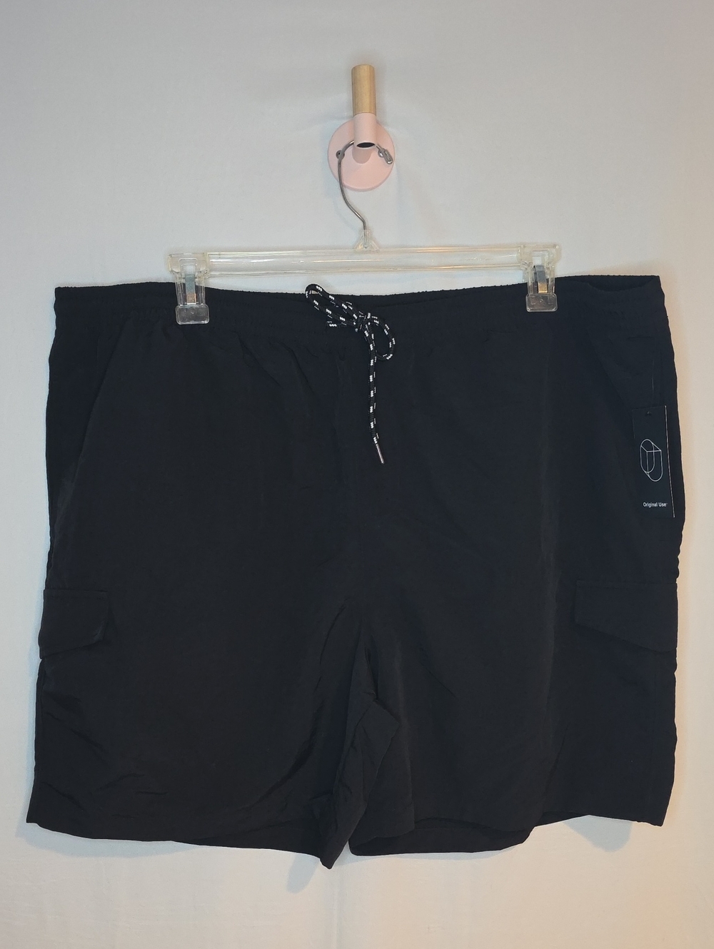 Original Use Black Athletic Cargo Shorts with Contrast Drawstring